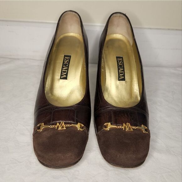 80s Escada Suede Leather Pumps - Picture 2 of 14